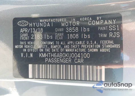 2019 Hyundai Veloster Turbo Ultimate from USA, damaged, VIN KMHTH6AB0KU004100